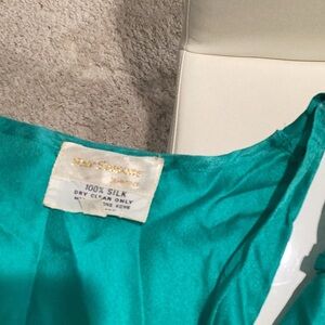 FOUR SEASONS Vintage Hong Kong 100% Silk Teal Midi  Dress.